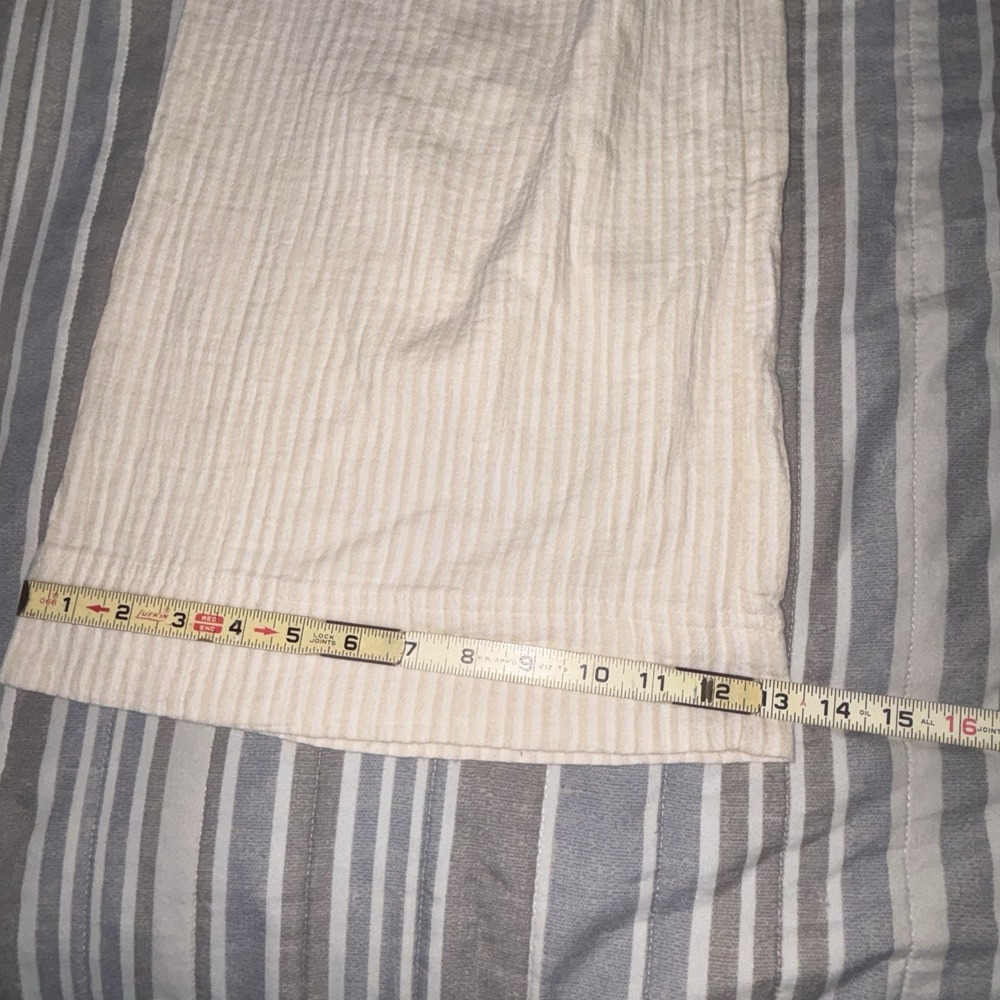 Aerie Women Cream Pin Strip Wide Leg Pleated Pockets Cotton Comfort Size Medium - Picture 12 of 12
